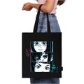 Сумка шоппер BRAUBERG PREMIUM, канвас, 40х35 см, на кнопке, карман, черный, "Anime face", 271903 271903