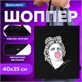 Сумка шоппер BRAUBERG PREMIUM, канвас, 40х35 см, на кнопке, карман, черный, "Aphrodite", 271904 271904