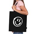 Сумка шоппер BRAUBERG, канвас, 40х35 см, черный, "Smiley", 271900 271900