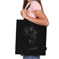 Сумка шоппер BRAUBERG, канвас, 40х35 см, черный, "Vector girl", 271899 271899
