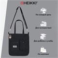 Сумка шоппер HEIKKI EQUIP (ХЕЙКИ), канвас, карман для бутылки, 38х35 см, черный, 272442 272442