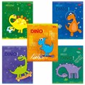 Тетрадь 12 л. HATBER клетка, обложка картон, тиснение, "Hello Dino" (5 видов в спайке), 12Т5тВ1 106548