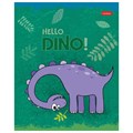 Тетрадь 12 л. HATBER клетка, обложка картон, тиснение, "Hello Dino" (5 видов в спайке), 12Т5тВ1 106548
