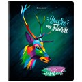 Тетрадь А5, 48 л., BRAUBERG, скоба, клетка, матовая ламинация, выборочный лак, "Animals Pop-Art" (микс в спайке), 404374 404374