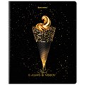 Тетрадь А5, 48 л., BRAUBERG, скоба, клетка, матовая ламинация, фольга, "Black&Gold" (микс в спайке), 404370 404370