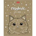 Тетрадь А5, 48 л., HATBER, скоба, клетка, обложка крафт-картон, "Милые зверьки" (микс в спайке), 066339, 48Т5В1 404149