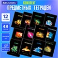 Тетради предметные, КОМПЛЕКТ 12 ПРЕДМЕТОВ, 48 л., глянцевый УФ-лак, BRAUBERG, "SHADE", 404324 404324