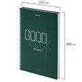 Тетрадь А4, 120 л., BRAUBERG, гребень, клетка, обложка твердая, "Good Luck", 404074 404074