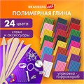 Глина полимерная запекаемая, НАБОР 24 цветов по 20 г, с аксессуарами, в гофрокоробе, BRAUBERG, 271158 271158