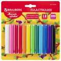 Пластилин классический BRAUBERG 12 цветов, 200 г, ВЫСШЕЕ КАЧЕСТВО, блистер, 103350 103350
