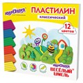 Пластилин классический ЮНЛАНДИЯ "ВЕСЁЛЫЙ ШМЕЛЬ", 12 цветов, 240 грамм, стек, ВЫСШЕЕ КАЧЕСТВО, 106431 106431