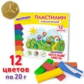 Пластилин классический ЮНЛАНДИЯ "ВЕСЁЛЫЙ ШМЕЛЬ", 12 цветов, 240 грамм, стек, ВЫСШЕЕ КАЧЕСТВО, 106431 106431