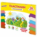 Пластилин классический ЮНЛАНДИЯ "ВЕСЁЛЫЙ ШМЕЛЬ", 36 цветов, 720 грамм, СО СТЕКОМ, ВЫСШЕЕ КАЧЕСТВО, 106434 106434