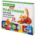 Пластилин мягкий восковой BRAUBERG KIDS, 12 цветов, 180 г, со стеком, 106495 106495