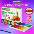 Пластилин мягкий восковой BRAUBERG KIDS, 12 цветов, 180 г, со стеком, 106495 106495