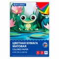 Цветная бумага А4 офсетная, 8 листов 8 цветов, на скобе, BRAUBERG, 200х283 мм, "Лягушонок", 116624 116624