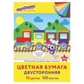 Цветная бумага А4, ТОНИРОВАННАЯ В МАССЕ, 100 листов, 10 цветов, склейка, 80 г/м2, ЮНЛАНДИЯ, 210х297 мм, 129891 129891