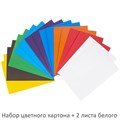 Набор картона и бумаги А4 немелованный (белый картон 2 л., цветной картон 16 л. 8 цв., цветная бумага 16 л. 16 цв.), ЮНЛАНДИЯ, 115165 115165