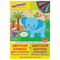 Набор цветного картона и бумаги А4, 10 листов, мелованный + 16 листов, 2-сторонняя газетная, ЮНЛАНДИЯ, "Слон", 111324 111324