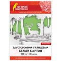 Картон белый А4 МЕЛОВАННЫЙ (белый оборот), 20 листов, в папке, ОСТРОВ СОКРОВИЩ, 200х290 мм, 111313 111313