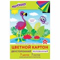 Картон цветной А4 2-сторонний МЕЛОВАННЫЙ, 7 цветов, в папке, ЮНЛАНДИЯ, 200х290 мм, "ФЛАМИНГО", 111318 111318