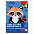 Набор картона БЕЛЫЙ + ЦВЕТНОЙ А4 немелованный, 10 листов (белый 4 листа + цветной 6 листов), в папке, 116631 116631