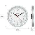 Часы настенные TROYKATIME (TROYKA) 21270212, круг, белые, серебристая рамка, 24,5х24,5х3,1 см 452276