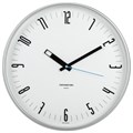 Часы настенные TROYKATIME (TROYKA) 77777710, круг, белые, серебристая рамка, 30,5х30,5х3,5 см 455740