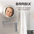 Зеркало настенное BRABIX, диаметр 17 см, двусторонее, с увеличением, нержавеющая сталь, выдвижное (петли), 607419 607419
