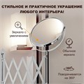 Зеркало настенное BRABIX, диаметр 17 см, двусторонее, с увеличением, нержавеющая сталь, выдвижное (гармошка), 607420 607420