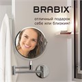 Зеркало настенное BRABIX, диаметр 17 см, двухстороннее, с увеличением, нержавеющая сталь, выдвижное (петли), 604952 604952