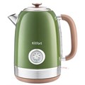 Чайник KITFORT КТ-6110, 1,7 л, 2200 Вт, закрытый нагревательный элемент, сталь, зеленый/бежевый 455993