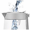 Чайник POLARIS PWK 1715 CGL, 1,7 л, 1850-2200 Вт, закрытый нагревательный элемент, стекло, белый, 54125, PWK 1715 CGL w 456760