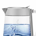 Чайник POLARIS PWK 1715 CGL, 1,7 л, 1850-2200 Вт, закрытый нагревательный элемент, стекло, белый, 54125, PWK 1715 CGL w 456760