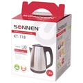 Чайник SONNEN KT-118, 1,8 л, 1500 Вт, закрытый нагревательный элемент, нержавеющая сталь, серебристый, 452926 452926