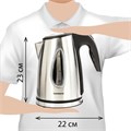 Чайник SONNEN KT-1721, 1,7 л, 2200 Вт, закрытый нагревательный элемент, нержавеющая сталь, черный, подсветка, 454347 454347