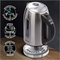 Чайник SONNEN KT-1740, 1,7 л, 2200 Вт, закрытый нагревательный элемент, терморегулятор, нержавеющая сталь, 453421 453421