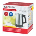 Чайник SONNEN KT-1785, 1,7 л, 2200 Вт, закрытый нагревательный элемент, нержавеющая сталь, 453420 453420
