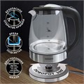 Чайник SONNEN KT-1788, 1,7 л, 2200 Вт, закрытый нагревательный элемент, стекло, черный, подсветка, 454349 454349