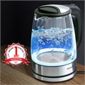 Чайник SONNEN KT-1788, 1,7 л, 2200 Вт, закрытый нагревательный элемент, стекло, черный, подсветка, 454349 454349