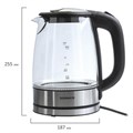 Чайник SONNEN KT-1788, 1,7 л, 2200 Вт, закрытый нагревательный элемент, стекло, черный, подсветка, 454349 454349