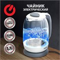 Чайник SONNEN KT-1792, 1,7 л, 2200 Вт, закрытый нагревательный элемент, стекло, белый, подсветка, 454348 454348