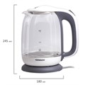 Чайник SONNEN KT-1792, 1,7 л, 2200 Вт, закрытый нагревательный элемент, стекло, белый, подсветка, 454348 454348