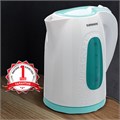 Чайник SONNEN KT-2016, 2 л, 2200 Вт, закрытый нагревательный элемент, пластик, белый/голубой, 453417 453417
