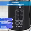 Чайник с терморегулятором и дисплеем, ДВОЙНЫЕ СТЕНКИ, SONNEN KT-8717, 1,7 л, 2200 Вт, черный, 454687 454687