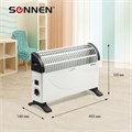 Обогреватель-конвектор SONNEN Y-02S, 1500 Вт, 3 режима работы, белый/черный, 453494 453494