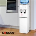 Кулер для воды SONNEN FSE-02H, напольный, НАГРЕВ/ОХЛАЖДЕНИЕ ЭЛЕКТРОННОЕ, 2 крана, белый, 454997 454997
