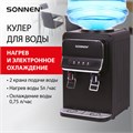 Кулер для воды SONNEN TSE-02WB, настольный, НАГРЕВ/ОХЛАЖДЕНИЕ ЭЛЕКТРОННОЕ, 2 крана, черный, 456174 456174