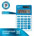 Калькулятор карманный BRAUBERG PK-608-BU (107x64 мм), 8 разрядов, двойное питание, СИНИЙ, 250519 250519