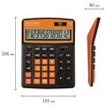 Калькулятор настольный BRAUBERG EXTRA COLOR-12-BKRG (206x155 мм), 12 разрядов, двойное питание, ЧЕРНО-ОРАНЖЕВЫЙ, 250478 250478